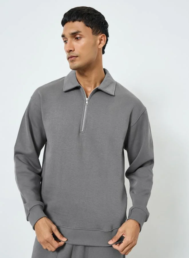 Styli Men Grey Sweatshirt and Joggers Co-Ords